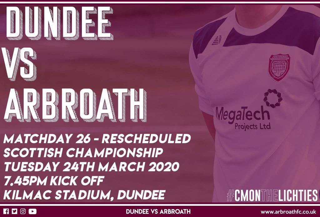 Dundee Vs Arbroath - New Date - Arbroath FC