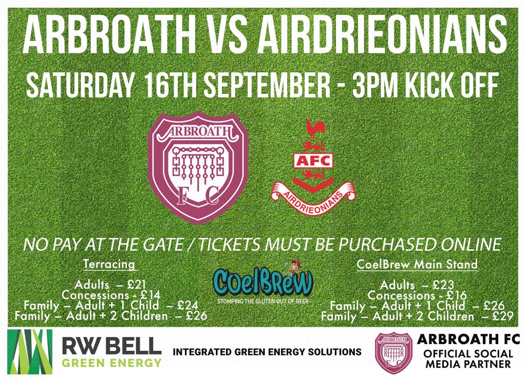 Arbroath Vs Airdrieonians – Tickets - Arbroath FC